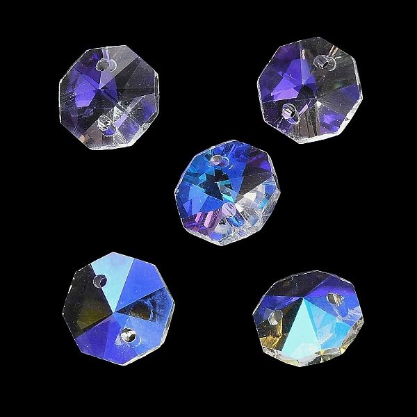 Breloques de connecteur en verre transparent
