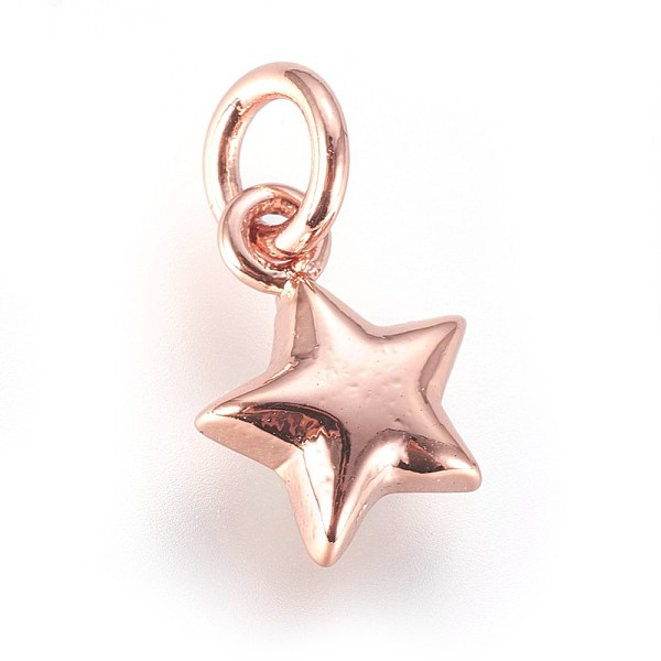 

PandaHall Enamel Brass Charms, Star, White, Rose Gold, 10x7x2mm, Hole: 3mm Brass+Enamel Star White
