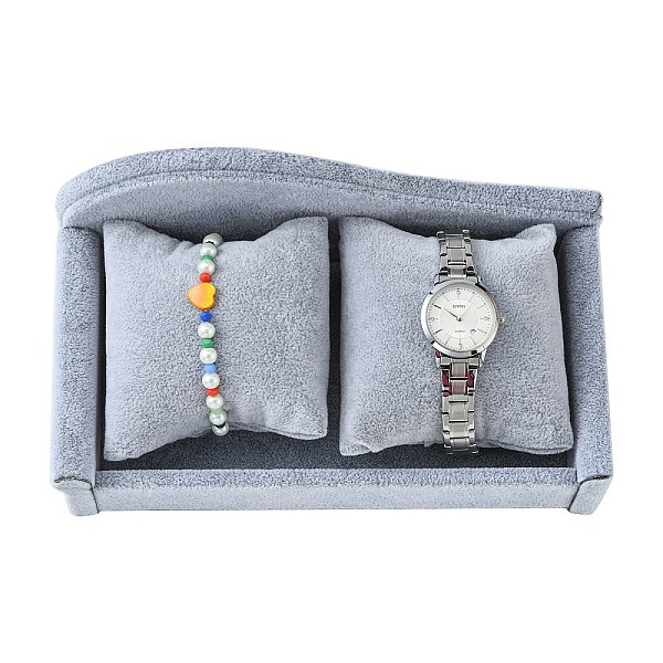 

PandaHall Wooden Chair Jewelry Bracelet Watch Displays, Covered with Velvet, with Sponge, The Direction of Sofa Back Is Left or Right(Random..., Gray