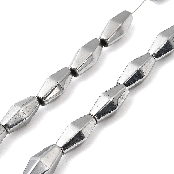 

PandaHall Electroplate Synthetic Magnetic Hematite Beads Strands, Faceted, Rhombus, Platinum Plated, 12~12.5x5.5~6mm, Hole: 1.2mm, about...