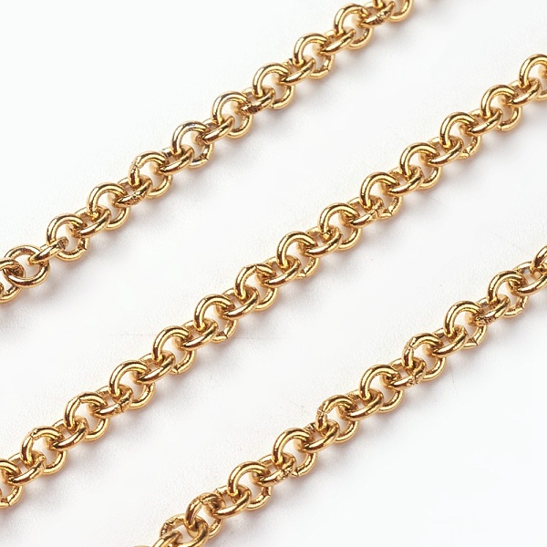 

PandaHall Vacuum Plating 304 Stainless Steel Rolo Chains, Belcher Chain, with Spool, Unwelded, Golden, 3.5x3.5x1mm, about 32.8 Feet...