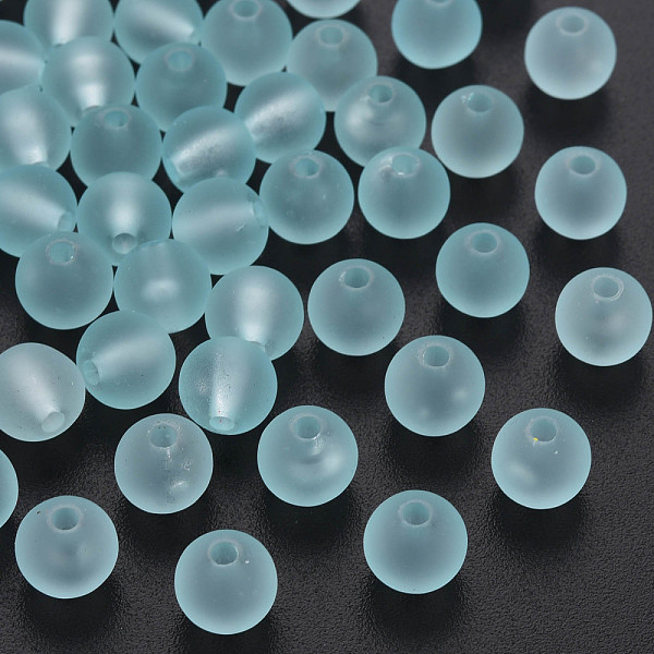 

PandaHall Transparent Acrylic Beads, Rubberized Style, Frosted, Round, Light Blue, 8x7mm, Hole: 1.8mm, about 1745pcs/500g Acrylic Round