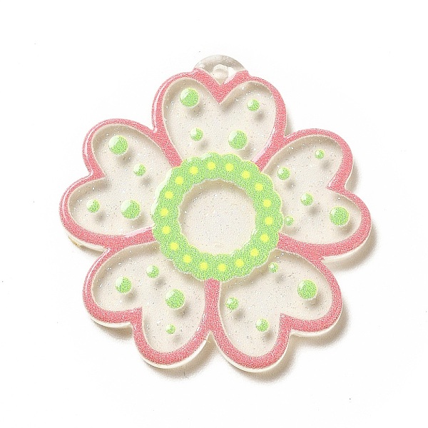 

PandaHall Transparent Printed Acrylic Pendants, Flower Charm, Pale Violet Red, 35x34x2.5mm, Hole: 1.5mm Acrylic Flower
