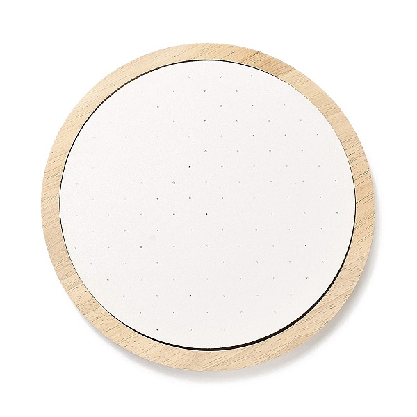 

PandaHall Flat Round Bamboo Jewelry Earring Stud Organizer Display Stands, Earrings Tray with PU Leather Mat, Floral White, 26.5x1.7cm Wood...