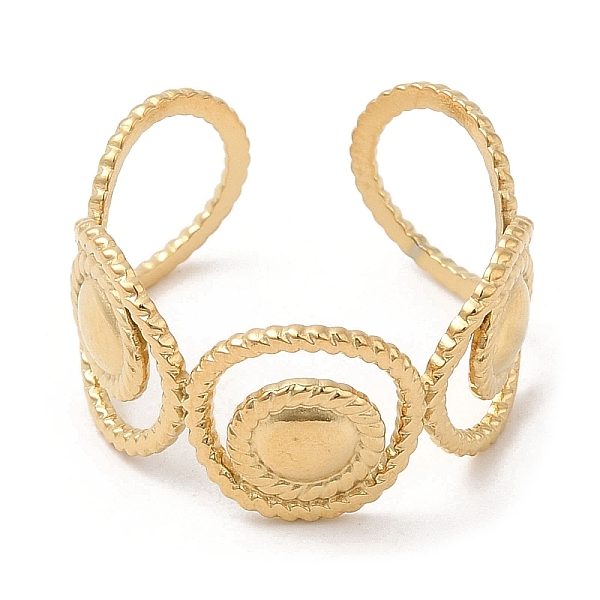 

PandaHall 304 Stainless Steel Open Cuff Rings, Flat Round, Real 14K Gold Plated, US Size 8 1/2(18.5mm) 304 Stainless Steel