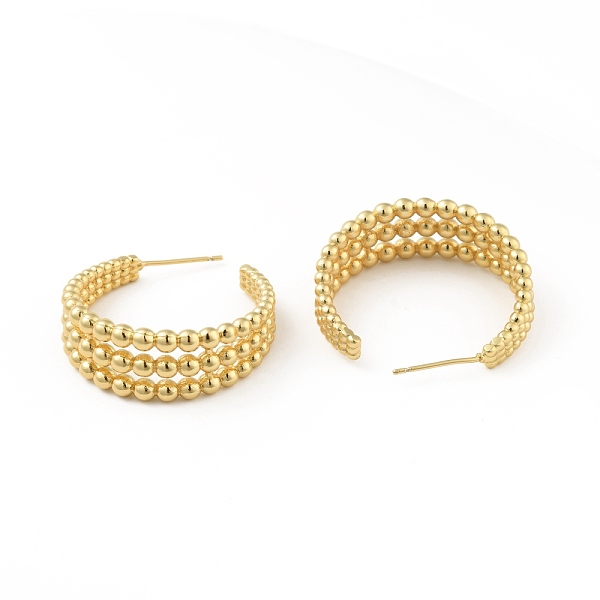 

PandaHall Rack Plating Brass C-shape Stud Earrings, Half Hoop Earrings for Women, Cadmium Free & Lead Free, Real 18K Gold Plated, 28x30x11mm...