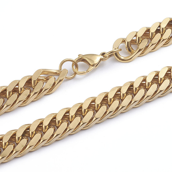 

PandaHall Men's 304 Stainless Steel Diamond Cut Cuban Link Chain Necklaces, with Lobster Claw Clasps, Golden, 24.13 inch(61.3cm) 304...