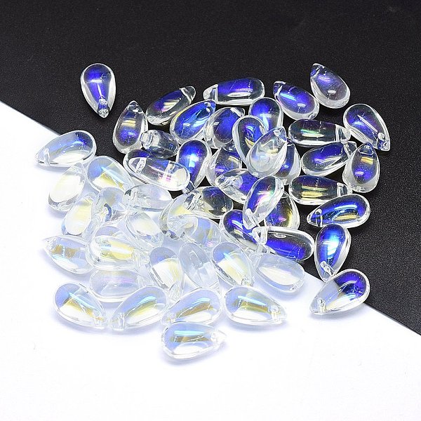 

PandaHall Transparent Glass Charms, Teardrop, Clear AB, 14x8x5mm, Hole: 1.2mm Glass Teardrop White