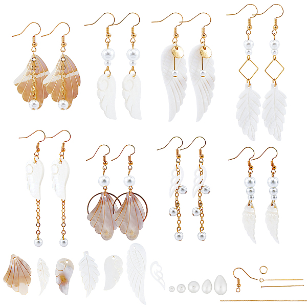 

PandaHall SUNNYCLUE DIY Earring Making Kits, Including Natural Freshwater Shell & Alloy Pendants, Glass Pearl Beads, Brass Linking Rings &..., Multicolor