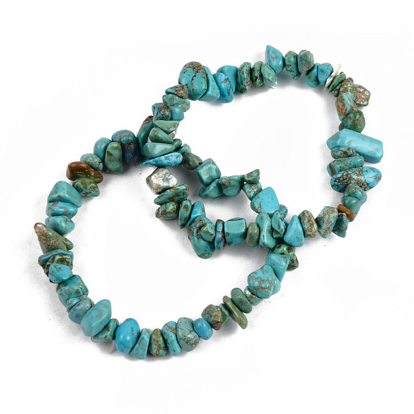 

PandaHall Unisex Chip Synthetic Turquoise(Dyed) Beaded Stretch Bracelets, Inner Diameter: 1-3/4~2 inch(4.5~5cm) Synthetic Turquoise