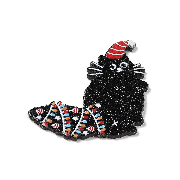 

PandaHall Christmas Cat Acrylic Pendants, Black, 41x39.5x2.5mm, Hole: 1.5mm Acrylic Cat Shape Black