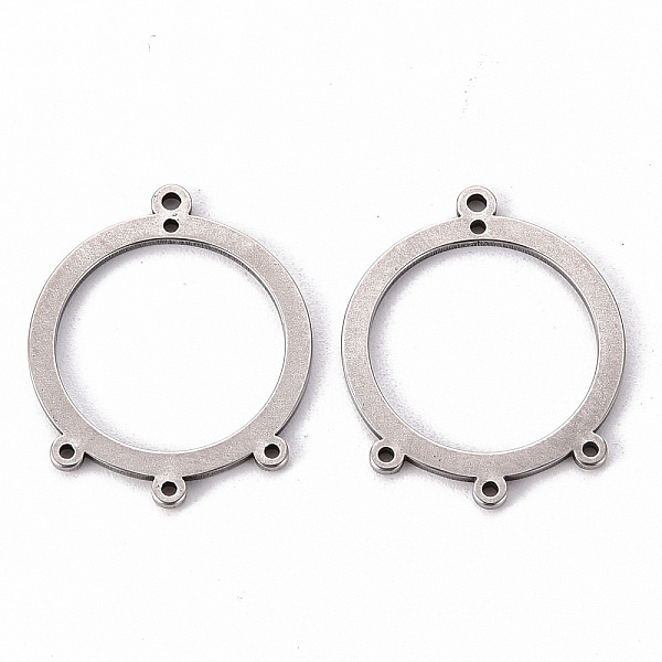 

PandaHall 201 Stainless Steel Chandelier Components Links, Round Ring, Laser Cut, Stainless Steel Color, 24.5x20.5x1mm, Hole: 1.2mm and 1mm...