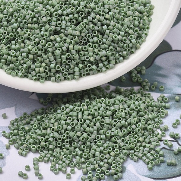 

PandaHall MIYUKI Delica Beads, Cylinder, Japanese Seed Beads, 11/0, (DB2310) Matte Opaque Glazed Pistachio AB, 1.3x1.6mm, Hole: 0.8mm, about..., Green