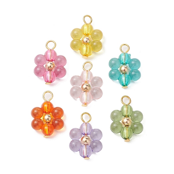 

PandaHall Acrylic Pendants, with CCB Plastic Spacer Beads and Iron Flat Head Pins, Flower, Mixed Color, 22.5x15x6mm, Hole: 3mm Iron+Acrylic..., Multicolor