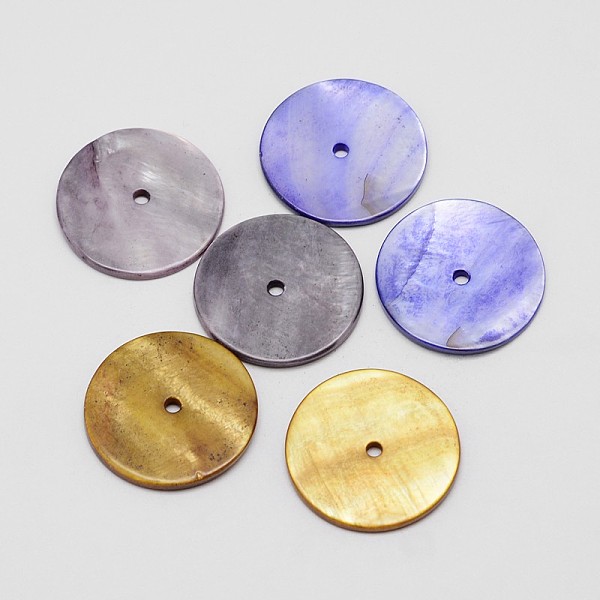 

PandaHall Dyed Natural Shell Bead Spacers, Disc/Flat Round, Heishi Beads, Mixed Color, 25x2mm, Hole: 2mm Other Sea Shell Disc Multicolor