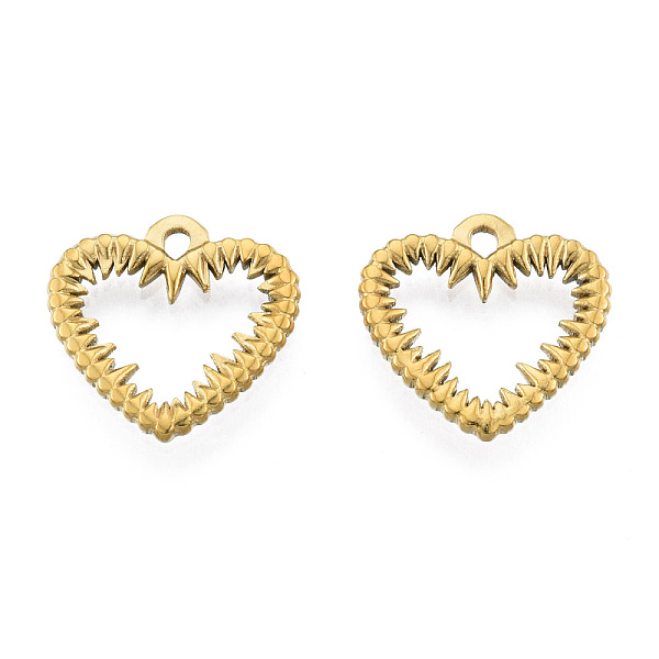 

PandaHall 201 Stainless Steel Pendants, Heart, Real 18K Gold Plated, 15x15.5x1.5mm, Hole: 1.4mm 201 Stainless Steel Heart