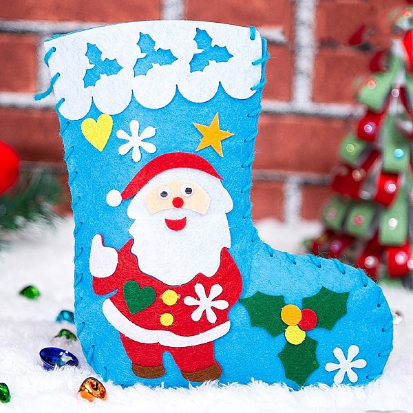 

PandaHall DIY Non-woven Fabric Christmas Sock Kits, including Fabric, Needle, Cord, Santa Claus Cloth Santa Claus Multicolor