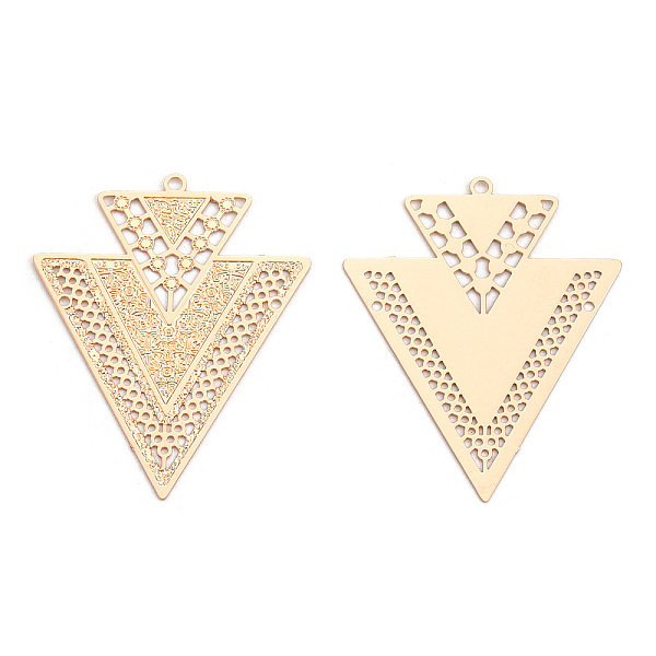 

PandaHall Rack Plating Brass Filigree Pendants, Long-Lasting Plated, Triangle, Nickel Free, Light Gold, 40x32.5x0.4mm, Hole: 1.5mm Brass...