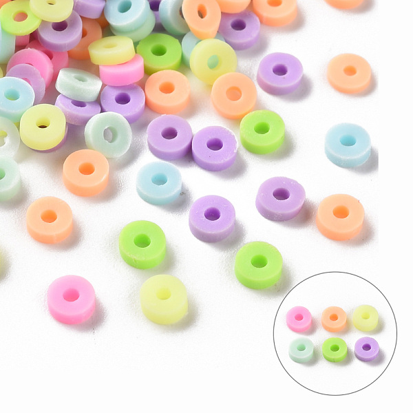 

PandaHall Handmade Polymer Clay Beads, Heishi Beads, for DIY Jewelry Crafts Supplies, Disc/Flat Round, Mixed Color, 4.5x1.5mm, Hole: 1.5mm..., Multicolor