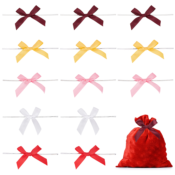 

PandaHall Gorgecraft 150Pcs 5 Colors Polyester Bowknot, with Iron Wire Twist Ties, for DIY Gift Wrap Wedding Candy Party Decoration, Mixed..., Multicolor