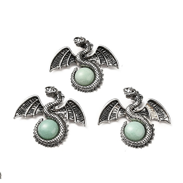 

PandaHall Natural Green Aventurine Big Pendants, Dragon Charms, with Rack Plating Antique Silver Tone Alloy Findings, Cadmium Free & Lead...