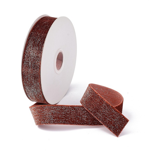 

PandaHall 10 Yards Polyester Velvet Ribbon, Silver Glitter Ribbon, for DIY Jewelry Making, Dark Red, 1 inch(25~26mm) Velvet None
