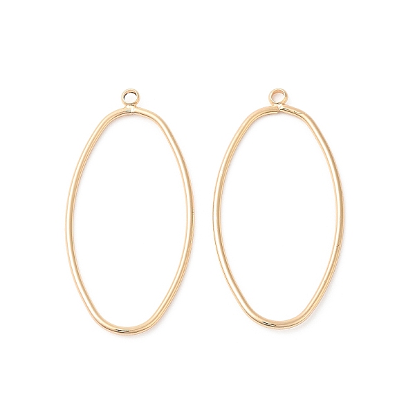 

PandaHall Brass Open Back Bezel Pendants, Nickel Free, Oval, Real 18K Gold Plated, 39x19x1.5mm, Hole: 1.8mm Brass Oval
