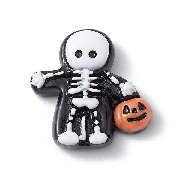 

PandaHall Halloween Theme Opaque Resin Cabochons, Black, Skeleton Pattern, 27x26x7mm Resin Skeleton Black
