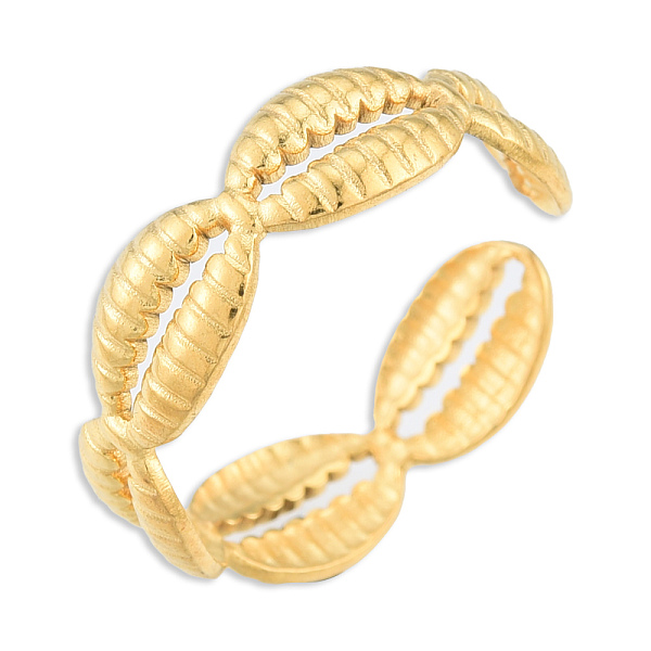 

PandaHall Ion Plating(IP) 304 Stainless Steel Shell Wrap Open Cuff Ring for Women, Real 18K Gold Plated, US Size 8(18.1mm) 304 Stainless...