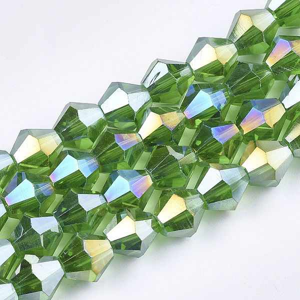 

PandaHall Electroplate Glass Beads Strands, AB Color Plated, Faceted, Bicone, Lime Green, 7.5~8x7.5~8mm, Hole: 1.5mm, about 40pcs/strand...