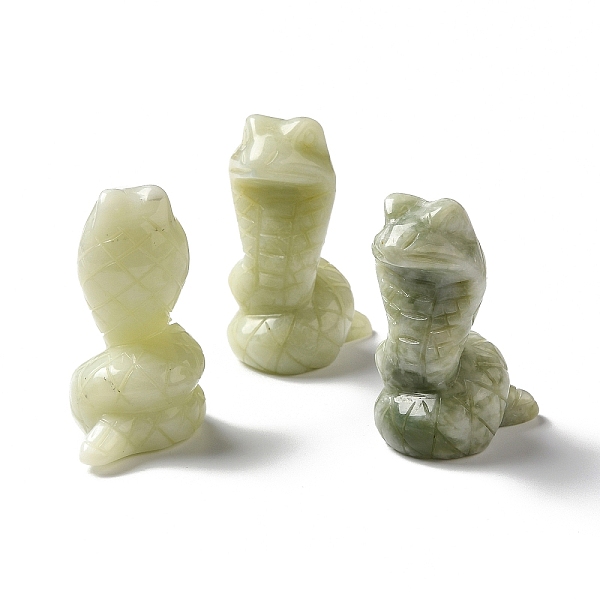 

PandaHall Natural New JadeDisplay Decoration, Snake, 27~30.5x33~35.5x53~54mm New Jade Snake