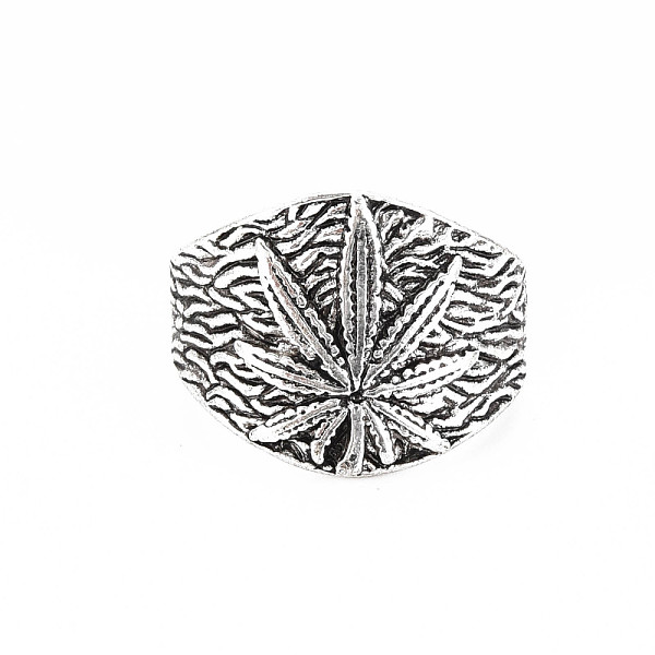 

PandaHall Men's Leaf Alloy Open Cuff Ring, Wide Chunky Ring, Cadmium Free & Lead Free, Antique Silver, US Size 9 3/4(19.5mm) Alloy Leaf