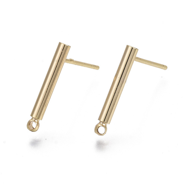 

PandaHall Brass Stud Earring Findings, with Loops, Nickel Free, Bar, Real 18K Gold Plated, 15x2mm, Hole: 1mm, Pin: 0.7mm Brass Others