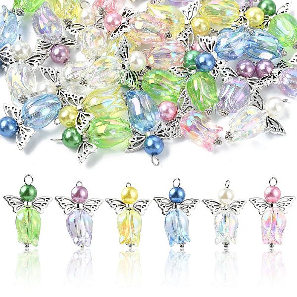 30pcs Alloy Glass Acrylic Pendant