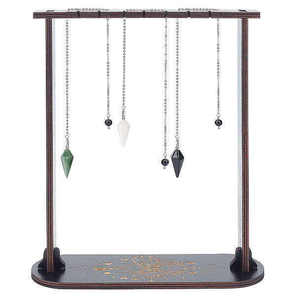 

PandaHall CREATCABIN Butterfly Pendulum Display Stand Holder Wooden Crystal Display Shelf with 3Pcs Crystal Divination Dowsing Pendulums..., Black