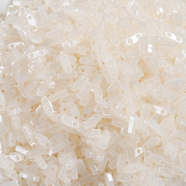 

PandaHall MIYUKI Quarter TILA Beads, Japanese Seed Beads, 2-Hole, (QTL512) Opal Ceylon, 5x1.2x1.9mm, Hole: 0.8mm, about 480pcs/bottle Glass..., Clear