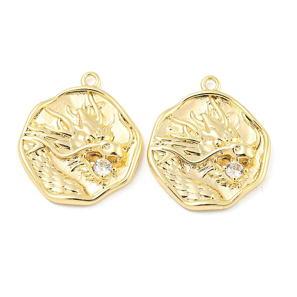

PandaHall Brass Micro Pave Cubic Zirconia Pendants, Flat Round with Dragon, Clear, 23x20x2mm, Hole: 1.6mm Brass+Cubic Zirconia Flat Round...