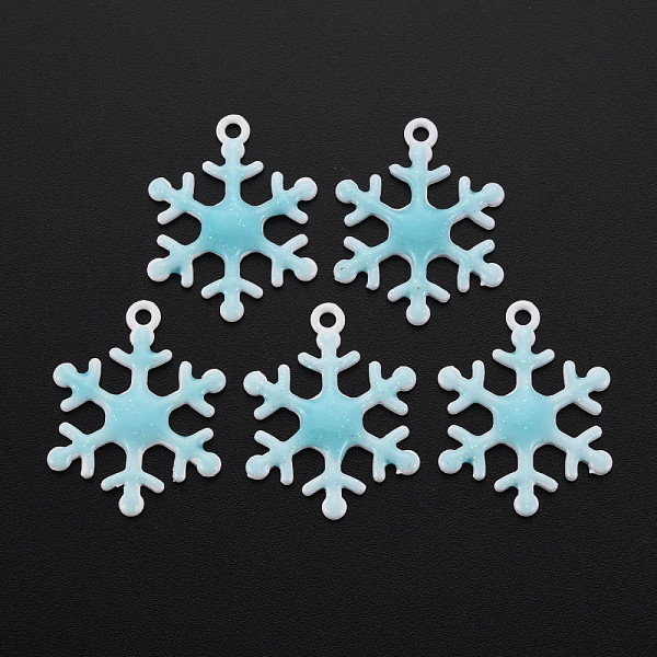 

PandaHall Spray Painted Alloy Enamel Pendants, with Glitter Powder, Cadmium Free & Nickel Free & Lead Free, Snowflake, Sky Blue, 27x21x2.5mm...