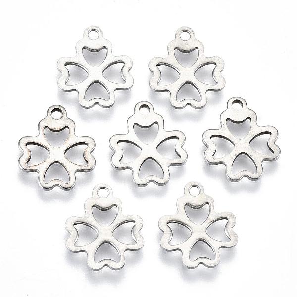 

PandaHall 201 Stainless Steel Pendants, Clover, Stainless Steel Color, 13x10.5x1mm, Hole: 2mm 201 Stainless Steel Clover