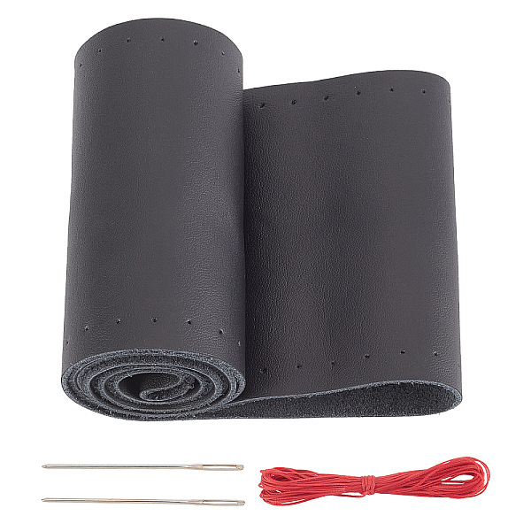 PandaHall DIY Hand Sewing Genuine Leather Steering Wheel Cover, with Wax Cord and Needles, Black, Leather: 101x380x1.5mm, Hole: 1.2mm... PandaHall DIY Hand Sewing Genuine Leather Steering Wheel Cover, with Wax Cord and Needles, Black, Leather: 101x380x1.5mm, Hole: 1.2mm...