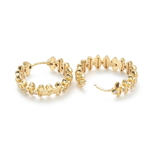 

PandaHall Brass Micro Pave Clear Cubic Zirconia Huggie Hoop Earrings, Ring with Arrows, Real 18K Gold Plated, 23.5x25.5x7.5mm, Pin: 1mm...