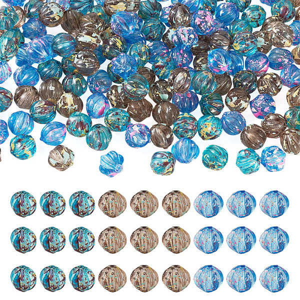 150 perle de verre transparente Picasso bicolore