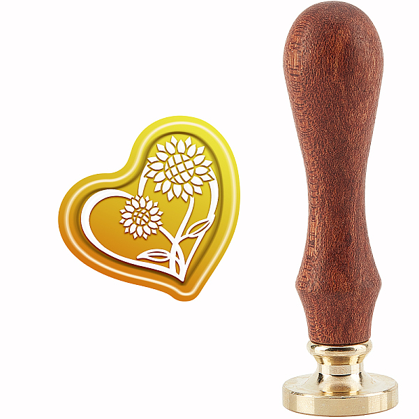 

PandaHall CRASPIRE Wax Seal Stamp Sunflower Sealing Wax Stamps Floral Removable Brass Head Sealing Stamp with Wooden Handle for Card...