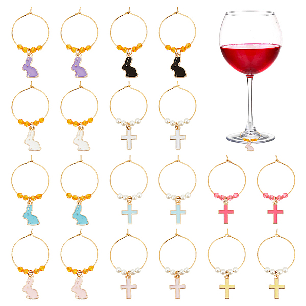 

PandaHall Alloy Enamel Wine Glass Charms, with Brass Wine Glass Charm Rings, Cross and Rabbit, Mixed Color, 48mm, 20pcs/set Alloy Mixed..., Multicolor