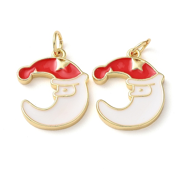 

PandaHall Christmas Rack Plating Brass Pendants, with Jump Ring and Enamel, Long-Lasting Real 18K Gold Plated, Cadmium Free & Lead Free..., White