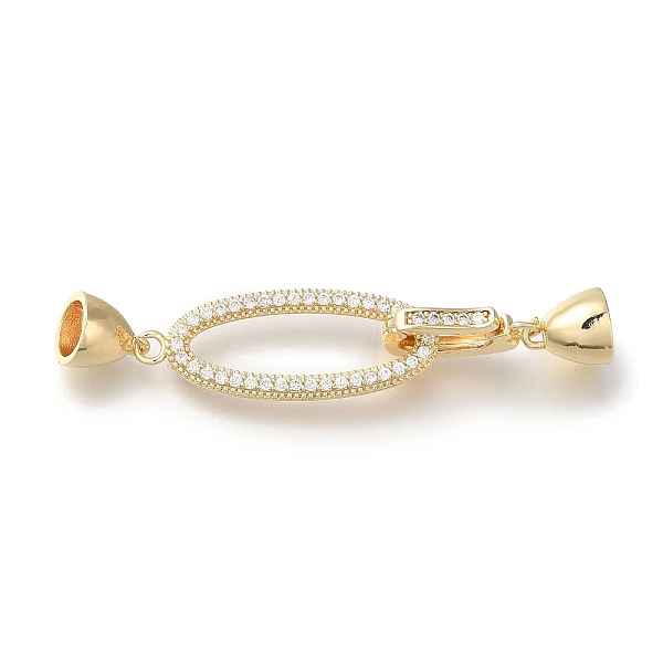 

PandaHall Brass Micro Pave Clear Cubic Zirconia Fold Over Clasps, Oval, Real 18K Gold Plated, 51mm Brass+Cubic Zirconia Oval