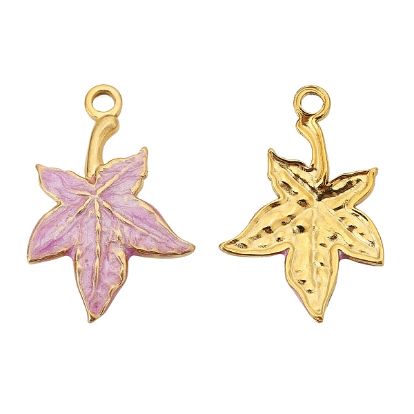

PandaHall Stainless Steel Pendants, with Enamel, Golden, Maple Leaf Charm, Plum, 22x18mm, Hole: 1.8mm Stainless Steel+Enamel Leaf Purple