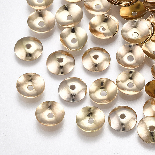 PandaHall Iron Bead Caps, Nickel Free, Apetalous, Light Gold, 8x1.5mm, Hole: 1.5mm Iron