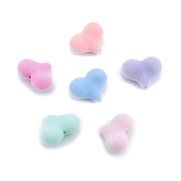 

PandaHall Opaque Resin Beads, Flocky Heart, Mixed Color, 17x22x9mm, Hole: 1.6mm Resin Heart Multicolor