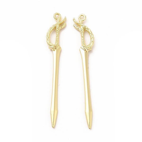

PandaHall Rack Plating Alloy Big Pendants, Cadmium Free & Nickel Free & Lead Free, Sword Charm, Golden, 70x10x3mm, Hole: 2mm Alloy Others